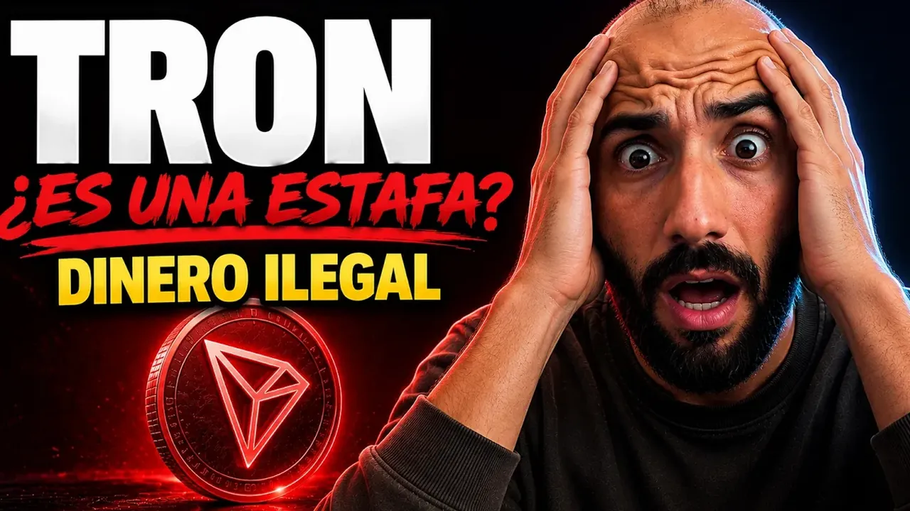 Moneda roja con el logotipo de TRON sobre un fondo oscuro